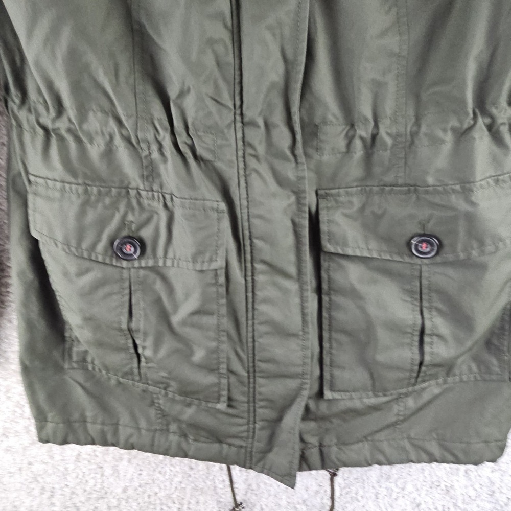 Levis Army Green Faux Fur Hooded Sherpa Lined Nylon Jacket Sz Small Utility - Picture 13 of 13